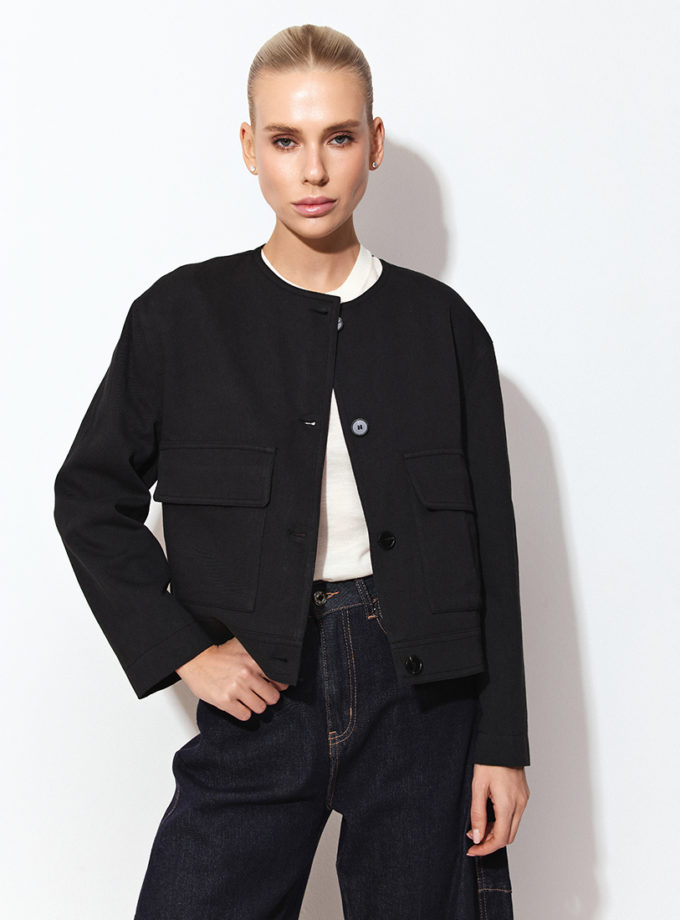 Бомбер чорного кольору THE ESSENCE (ESSENCE_THE-141)