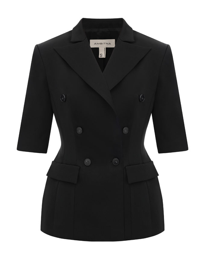 Чорний жакет із вкороченим рукавом AMBITNA (Ambtn_22)