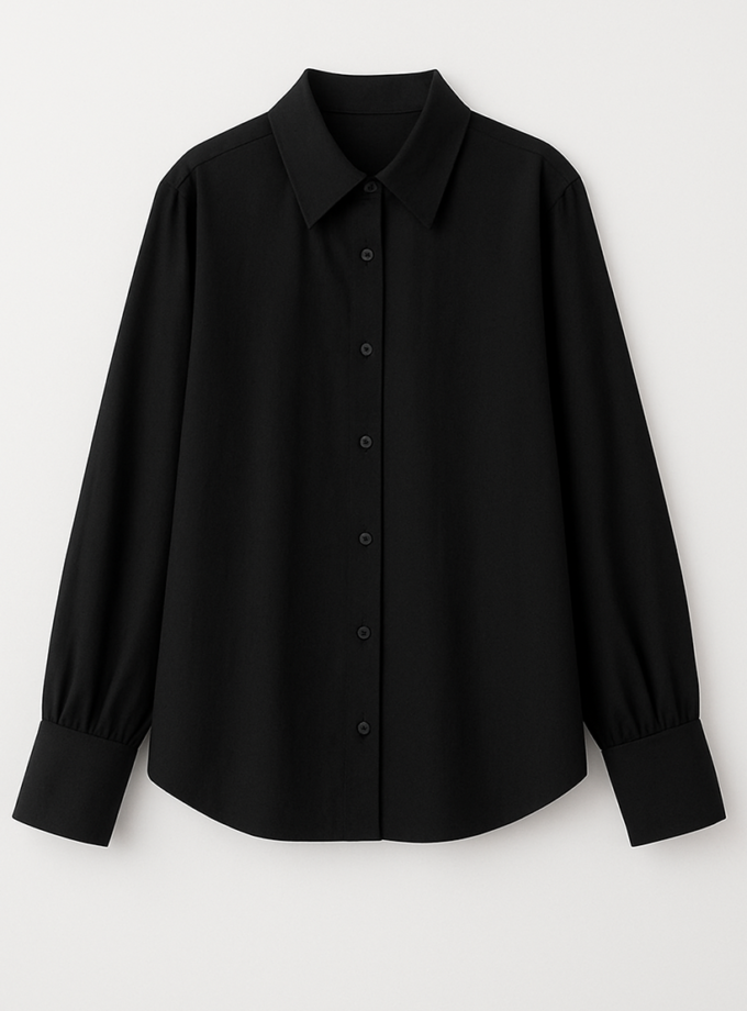 Бавовняна сорочка чорна з манжетами THE PLUM LAB (TPL_CS-AW25-0002)