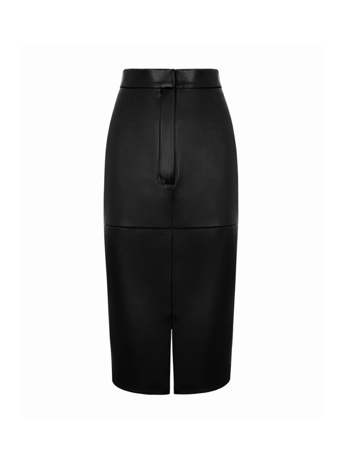 Спідниця міді з еко-шкіри чорна THE PLUM LAB (TPL_LS-AW25-0002)