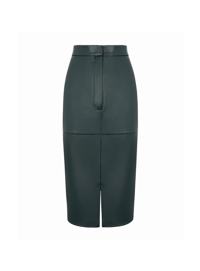Спідниця міді з еко-шкіри зелена THE PLUM LAB (TPL_LS-AW25-0015)