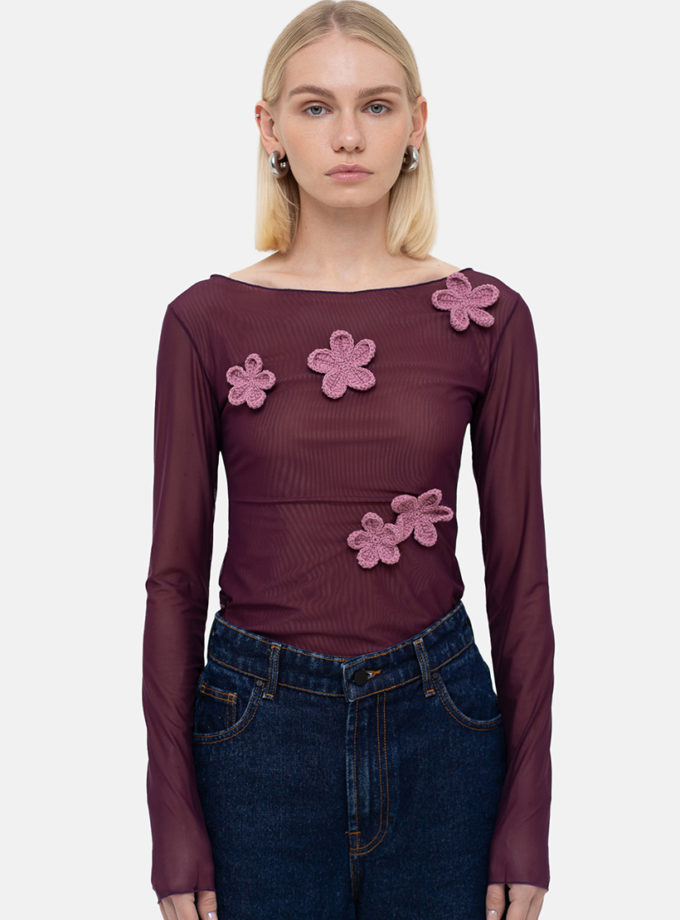 Виноградний лонг  Crochet Flowers MATCH DENIM (MTCH_sp25-grape-crblouse)