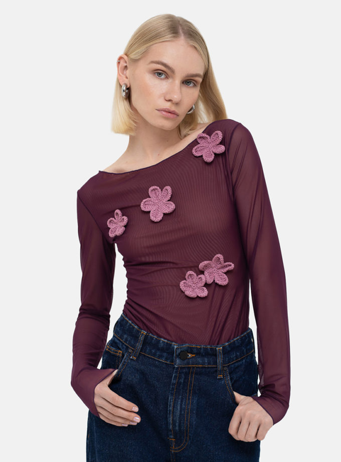Виноградний лонг  Crochet Flowers MATCH DENIM (MTCH_sp25-grape-crblouse)