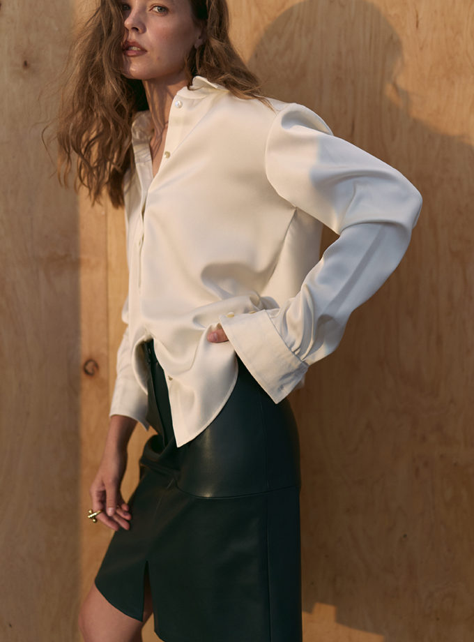 Сатинова сорочка  з підплічниками біла THE PLUM LAB (TPL_SS-AW25-0001)