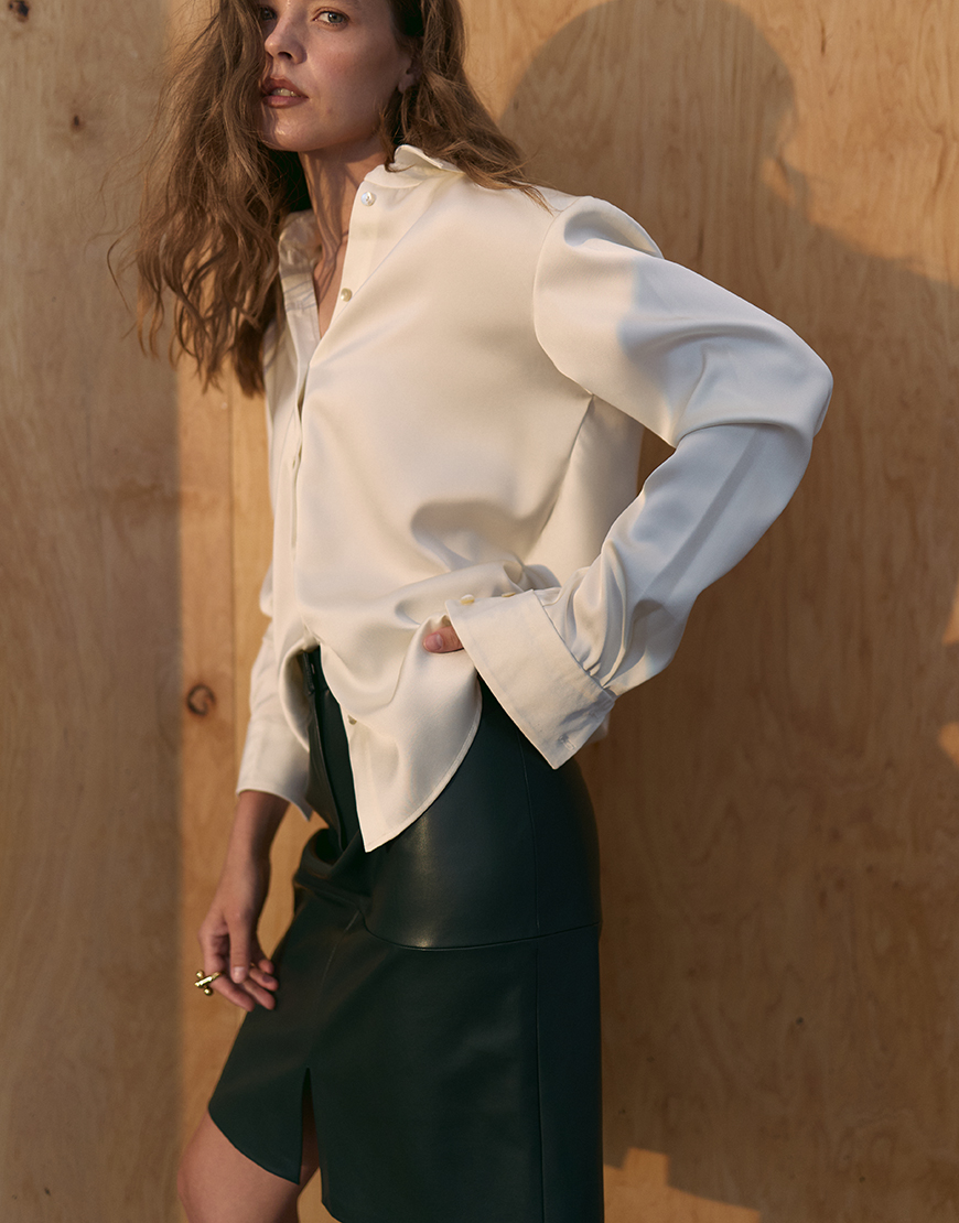 IMG_2667 Сатинова сорочка з підплічниками біла THE PLUM LAB (TPL_SS-AW25-0001) - фото 2