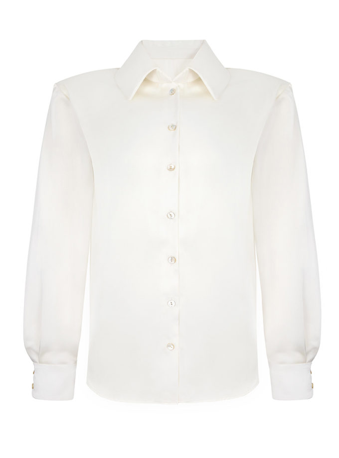 Сатинова сорочка  з підплічниками біла THE PLUM LAB (TPL_SS-AW25-0001)