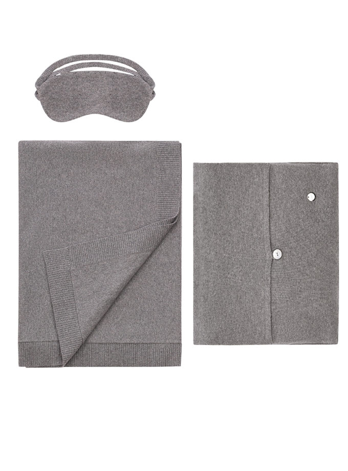 Набір для подорожей з кашеміру чохол, плед, маска CHALETY (CHLT_Lauterach_Travel_Set_ Grey)
