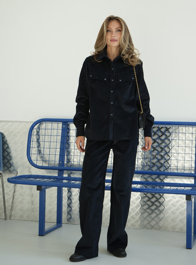 Брюки прямого крою із вельвету сині GET DRESSED. (GD_AS25_71)