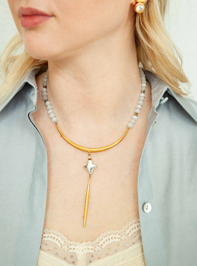 Кольє Eloise з котячим оком та срібною зіркою SAMOKISH (SMKSH_N-055-G)