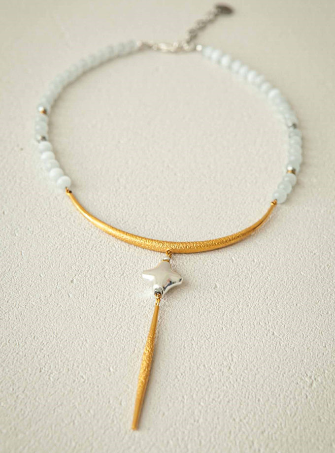 Кольє Eloise з котячим оком та срібною зіркою SAMOKISH (SMKSH_N-055-G)