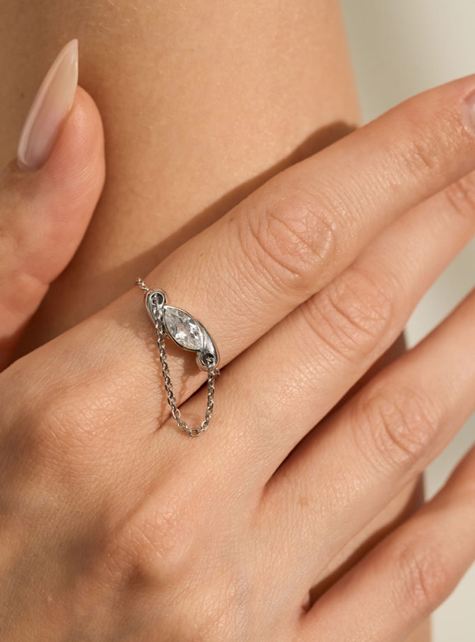 Каблучка 2-в-1 Oхо зі срібла у покритті білим родієм ORXATA.JEWELRY (ORX_ring_ojo_wr)