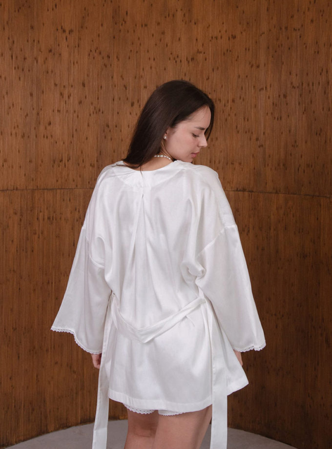 Домашній костюм з тенселю шорти і короткий кардиган молочний BEDCLOZZZES (BEDCLZ_15690-3-1-1-3-5-1-2-1-1-1-1-1-1-2-1)