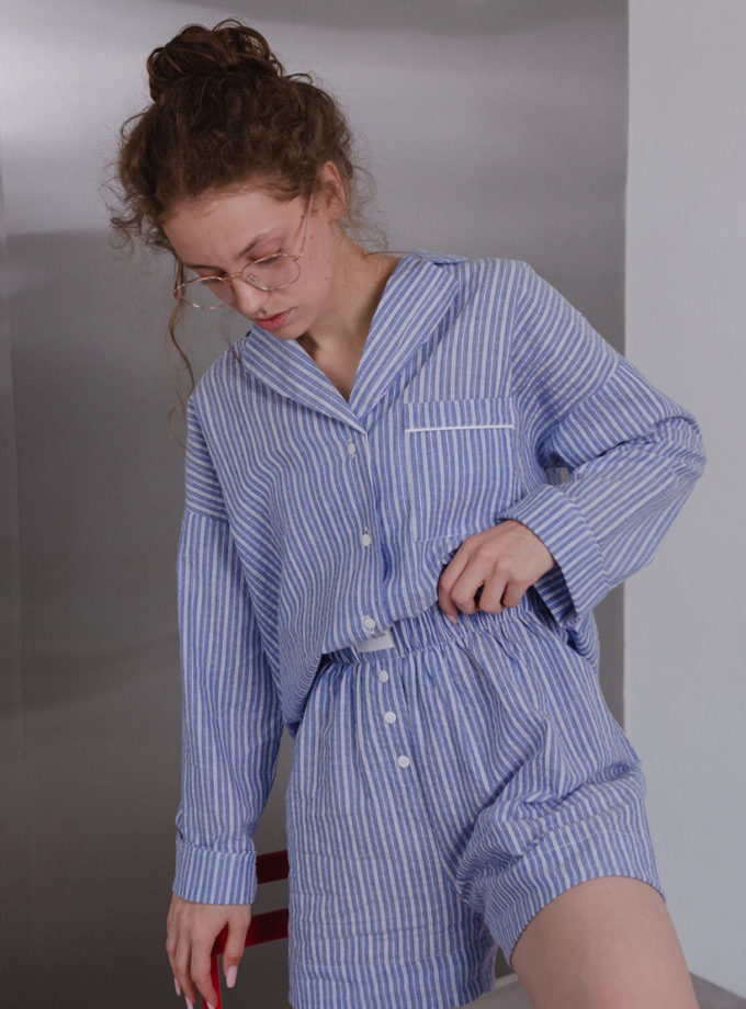 Домашній костюм в смужку з вареної бавовни сорочка і штани BEDCLOZZZES (BEDCLZ_15690-3-1-1-3-5-1-2-1-1-2-1-2-1-1)