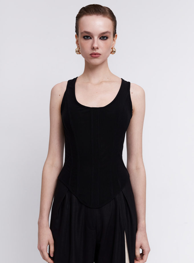 Корсет в чорному кольорі з блискавкою на спині FABBY (FBB_FB2500002)