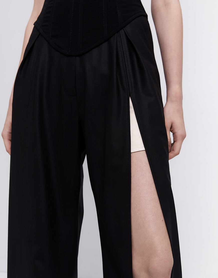 Fabby 24-080230 Брюки широкого крою з акцентним розрізом FABBY (FBB_FB2500005) - фото 4