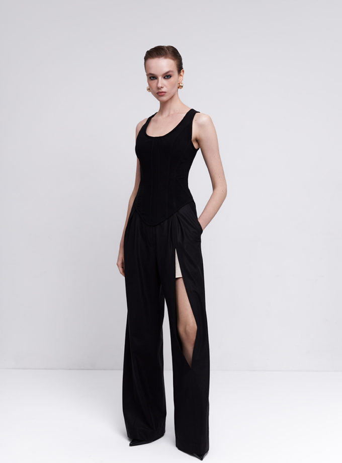 Корсет в чорному кольорі з блискавкою на спині FABBY (FBB_FB2500002)