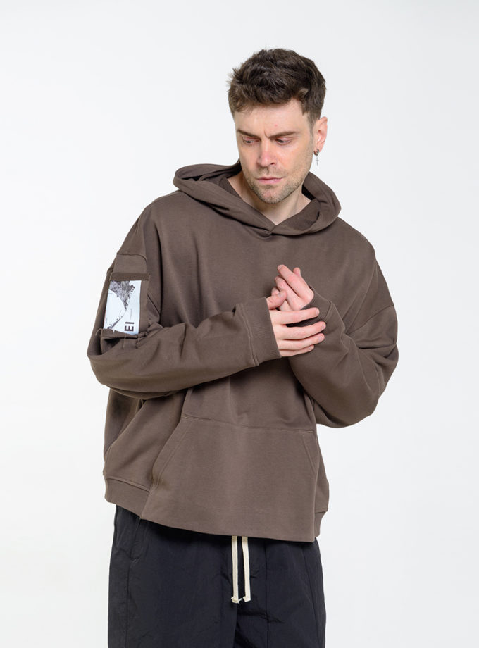 Худі з кишенею коричневе ASSIMETRIA (ASSMTR_HP7713)