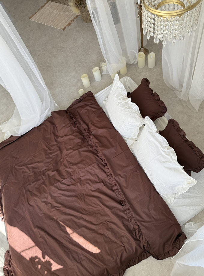 Комплект постільної білизни White+chocolate з рюшами BEDCLOZZZES (BEDCLZ_3921-1-2-1)