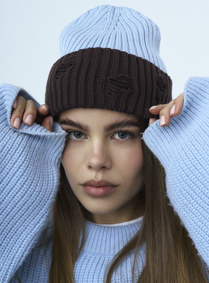 Шапка блакитно-коричнева BITCHIN' (BTCH_AA_XT535_11)