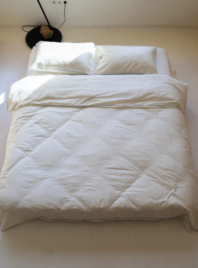 Комплект постільної білизни молочний сатин з блакитним кантом BEDCLOZZZES (BEDCLZ_12862-1-1-1-1-1-1)