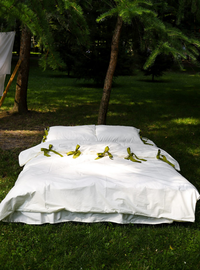 Комплект постільної білизни молочний ранфорс з матча зав'язками BEDCLOZZZES (BEDCLZ_3921-1-2-3-1-1-2)