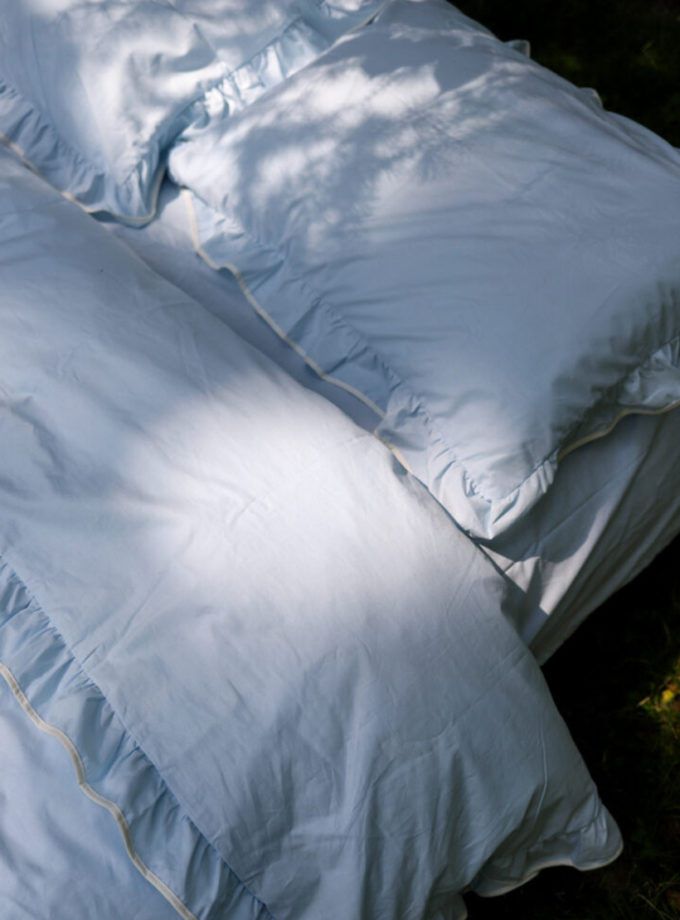 Комплект постільної білизни блакитний ранфорс з рюшами та молочним кантом BEDCLOZZZES (BEDCLZ_3921-1-1-1-1-1-2)