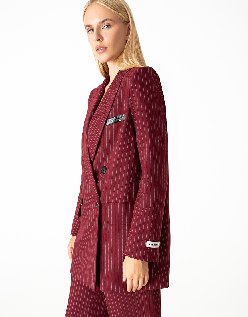 IMG_5285 Oversize піджак в смужку бордовий MAGNETIC (MGN_1810BD) - фото 2