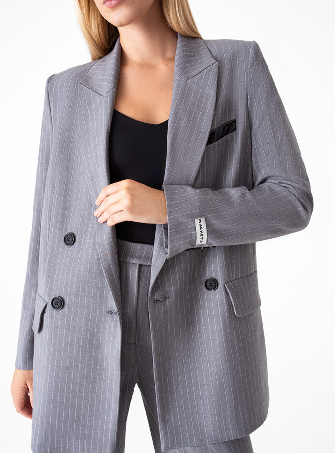 Oversize піджак в смужку сірий MAGNETIC (MGN_1810GY)