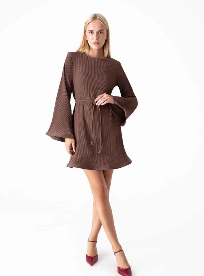 Сукня гофре міні шоколадна MAGNETIC (MGN_1742CH)