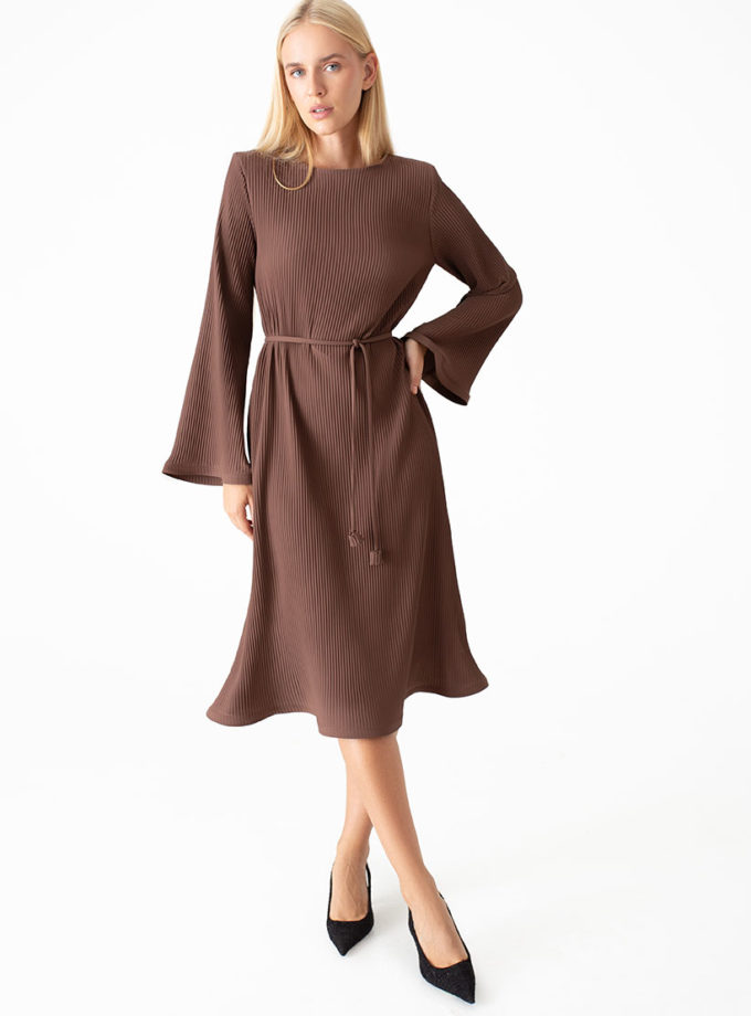 Сукня гофре міді шоколадна MAGNETIC (MGN_1743CH)