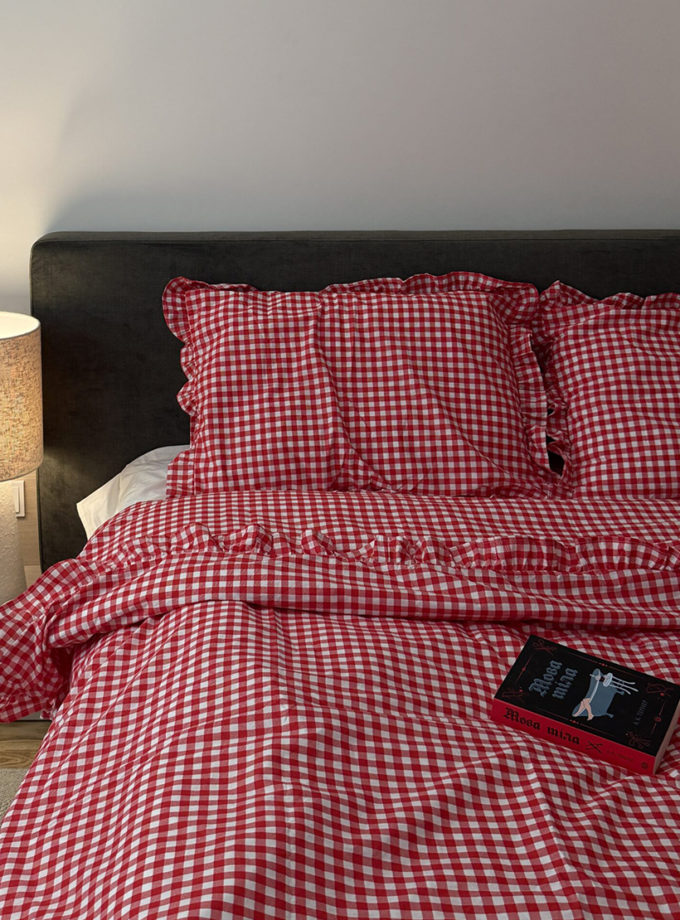 Комплект постільної білизни червона клітинка з рюшами BEDCLOZZZES (BEDCLZ_3921-1-2-3-1-1-1-1-1-1)