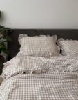 Комплект постільної білизни бежева клітинка з рюшами BEDCLOZZZES (BEDCLZ_3921-1-2-3-1-1-1-1-1)