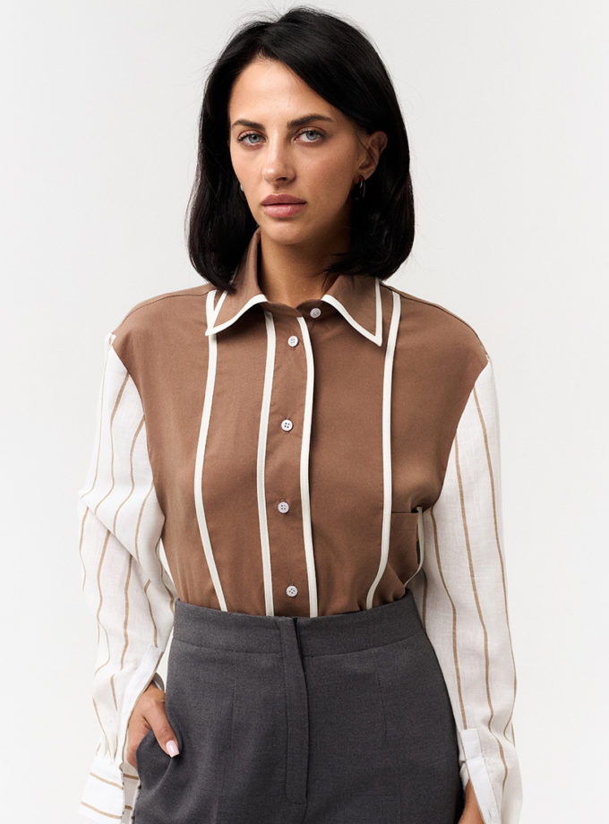 Двухфактурана сорочка коричнева TWINSIS CLOTHES (TW_NQ_SS 223547)