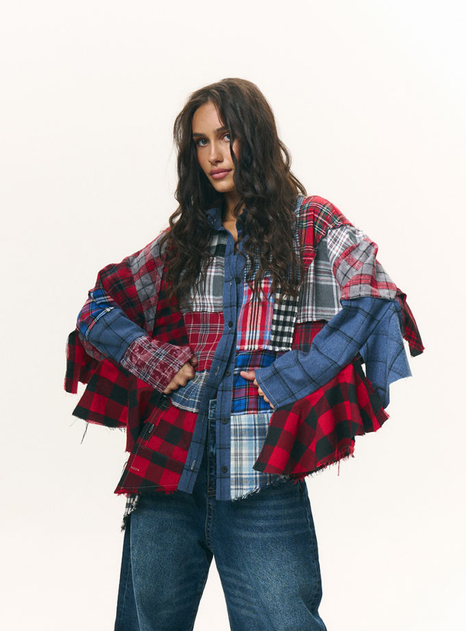 Сорочка екстракомбінована укорочена червоно-синя BEKHTIR (BKHTR_2960)