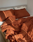 Комплект постільної білизни теракотовий+молочний ранфорс з рюшами BEDCLOZZZES (BEDCLZ_3921-1-2-3-1-1-1-3)