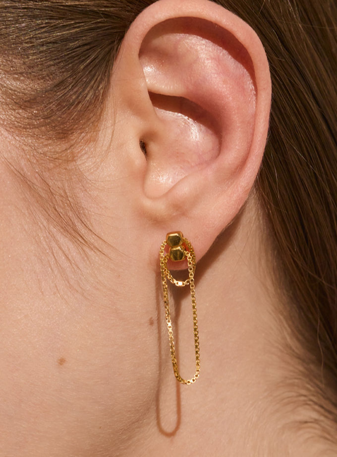 Сережки 3-в-1 Урбе зі срібла в позолоті ORXATA.JEWELRY (ORX_earrings_urbe_gp)