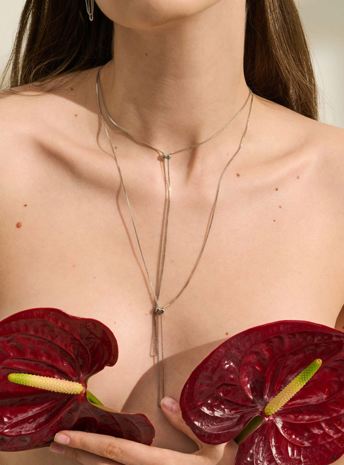 Кольє 11-в-1 Урбе зі срібла у покритті білим родієм ORXATA.JEWELRY (ORX_necklace_urbe_wr)