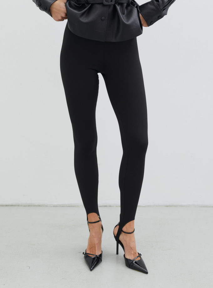 Легінси зі штрипками з біфлексу чорні THE LACE (TLA_00002854)