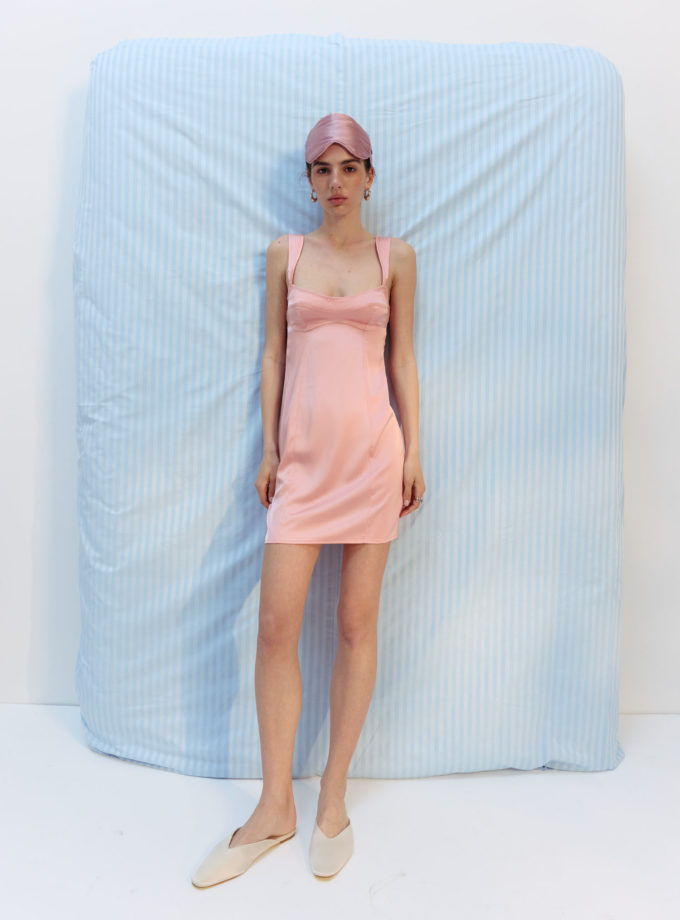 Сукня міні приталена з сатину рожева THE LACE (TLA_00003148)