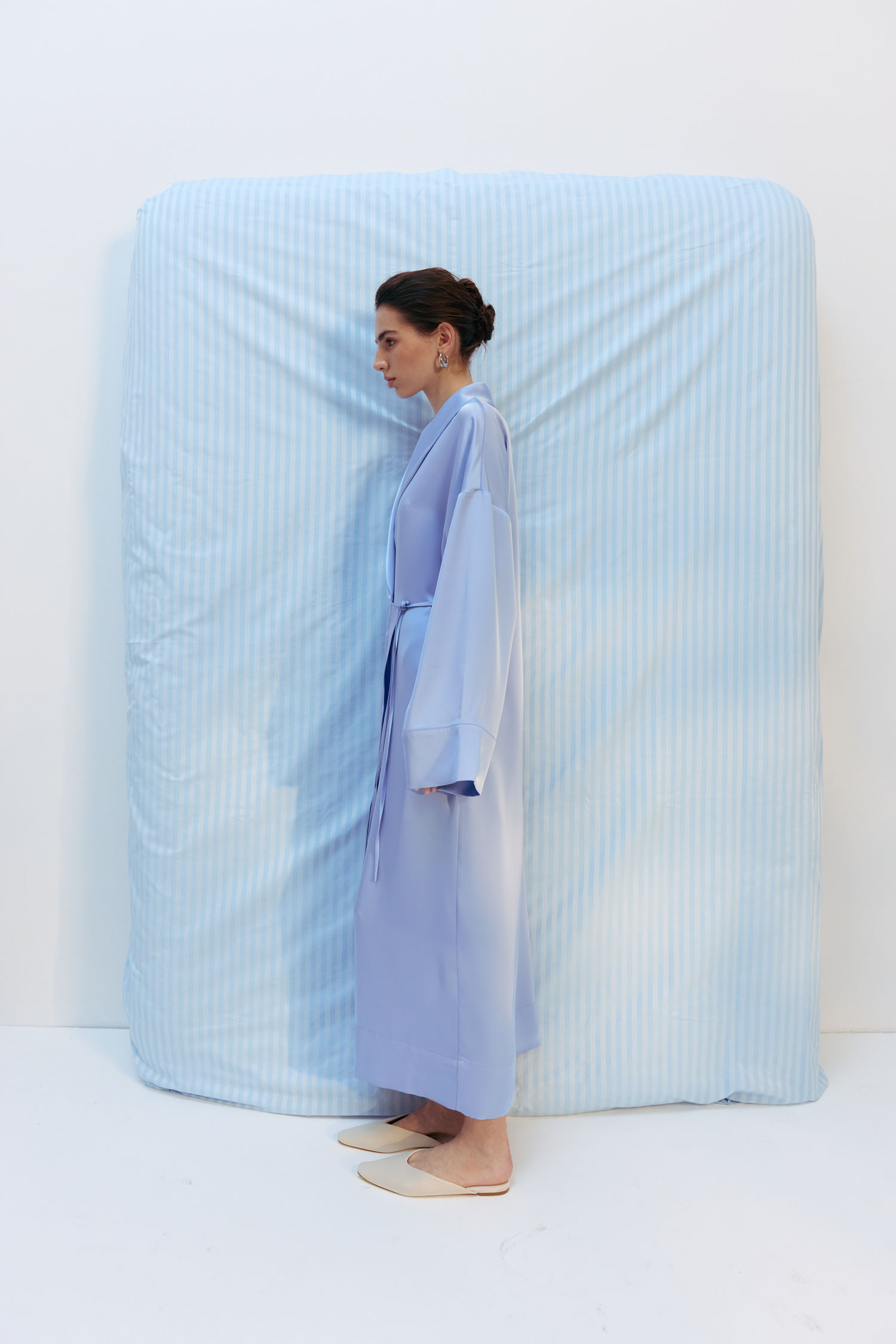 00003223-4 Кімоно вільного крою із сатину блакитне THE LACE (TLA_00003223) - фото 4