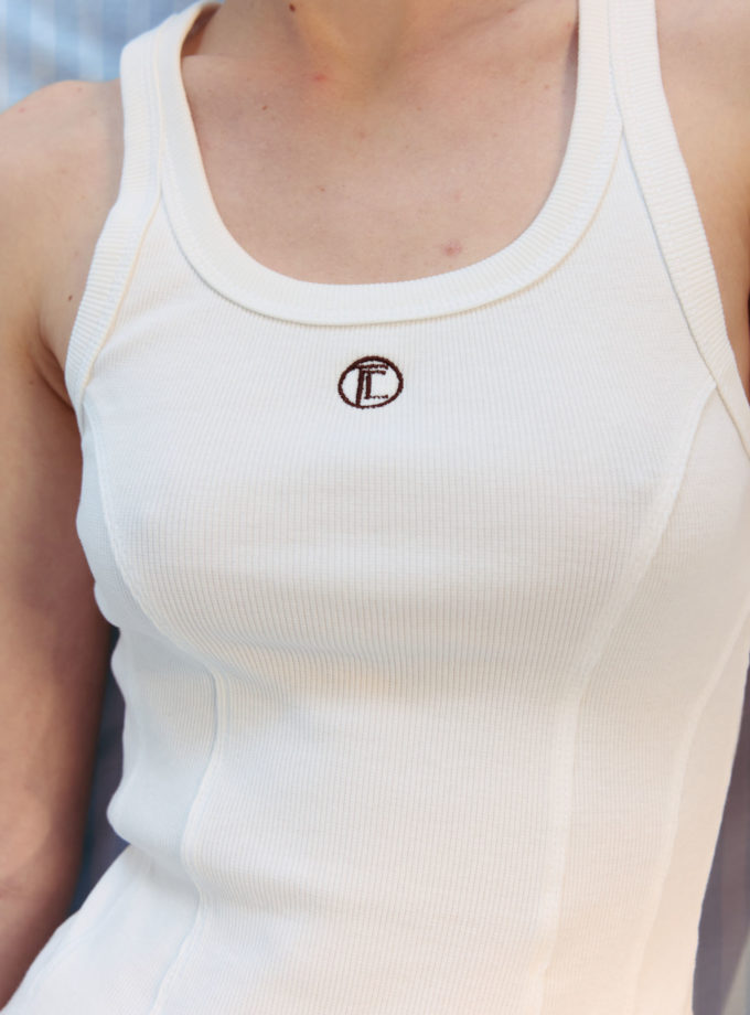 Трикотажний топ з брендованим лого молочний THE LACE (TLA_00003241)