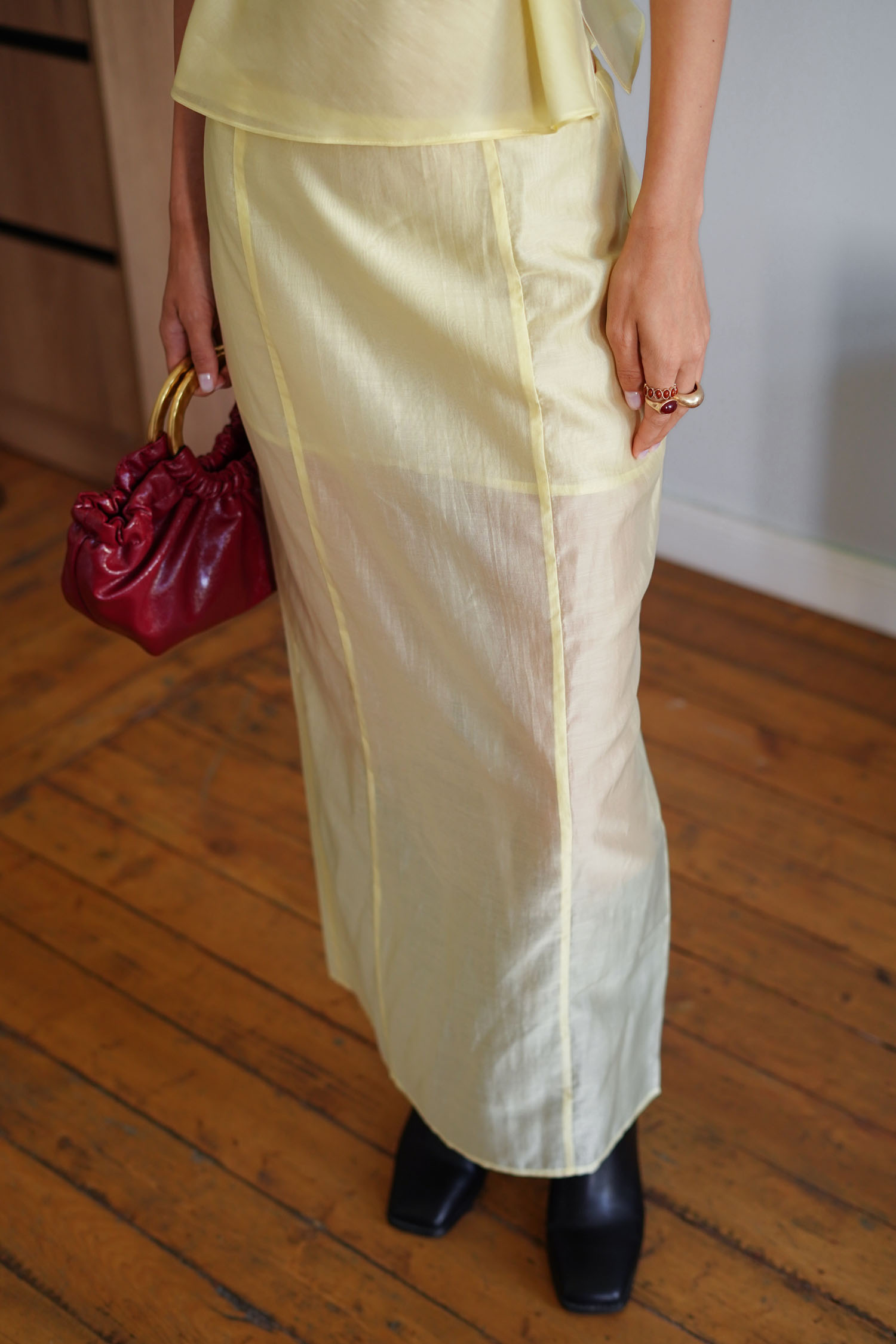 00003317-2 Спідниця максі напівпрозора з тенселу лимонна THE LACE (TLA_00003317) - фото 2