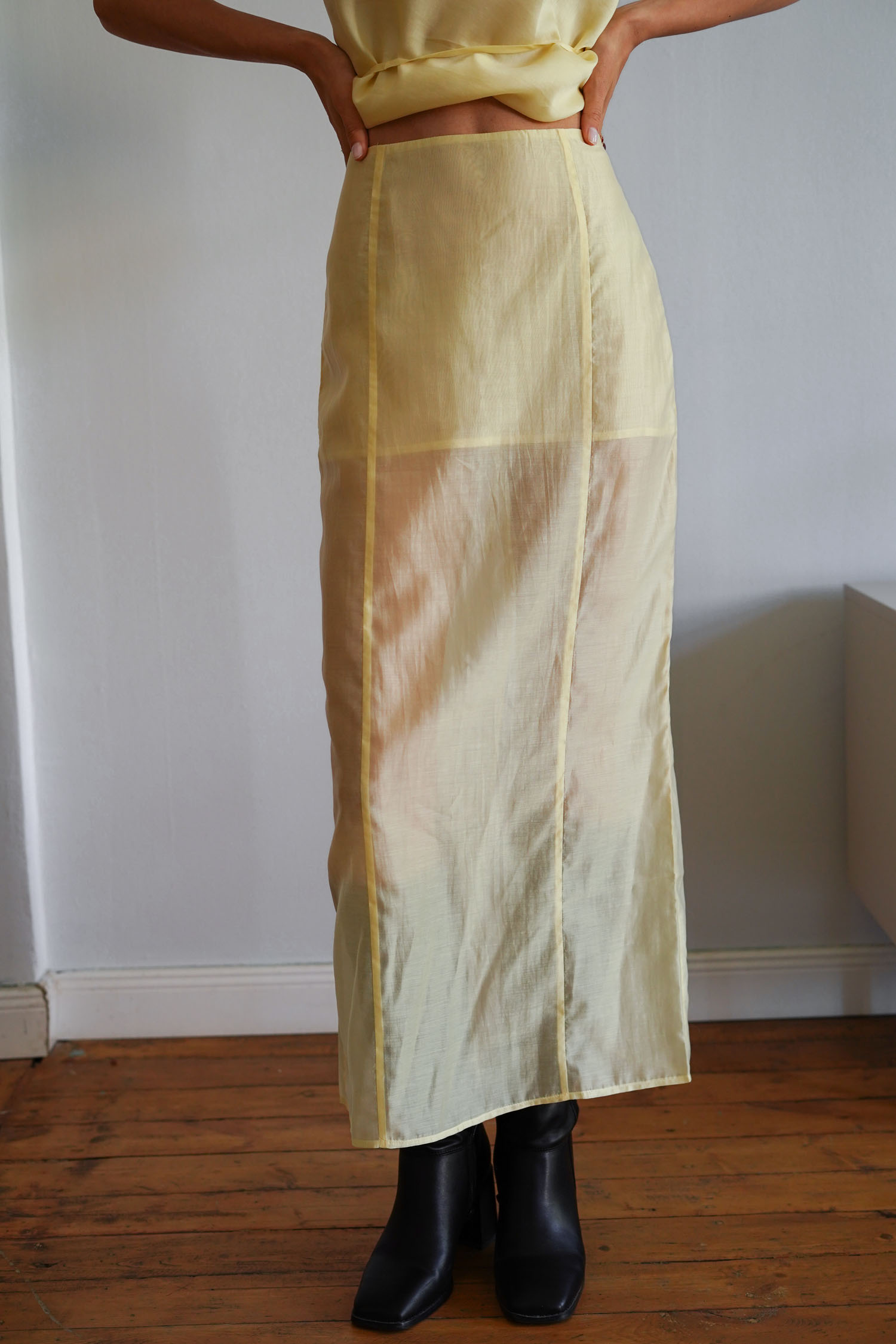 00003317-5 Спідниця максі напівпрозора з тенселу лимонна THE LACE (TLA_00003317) - фото 5