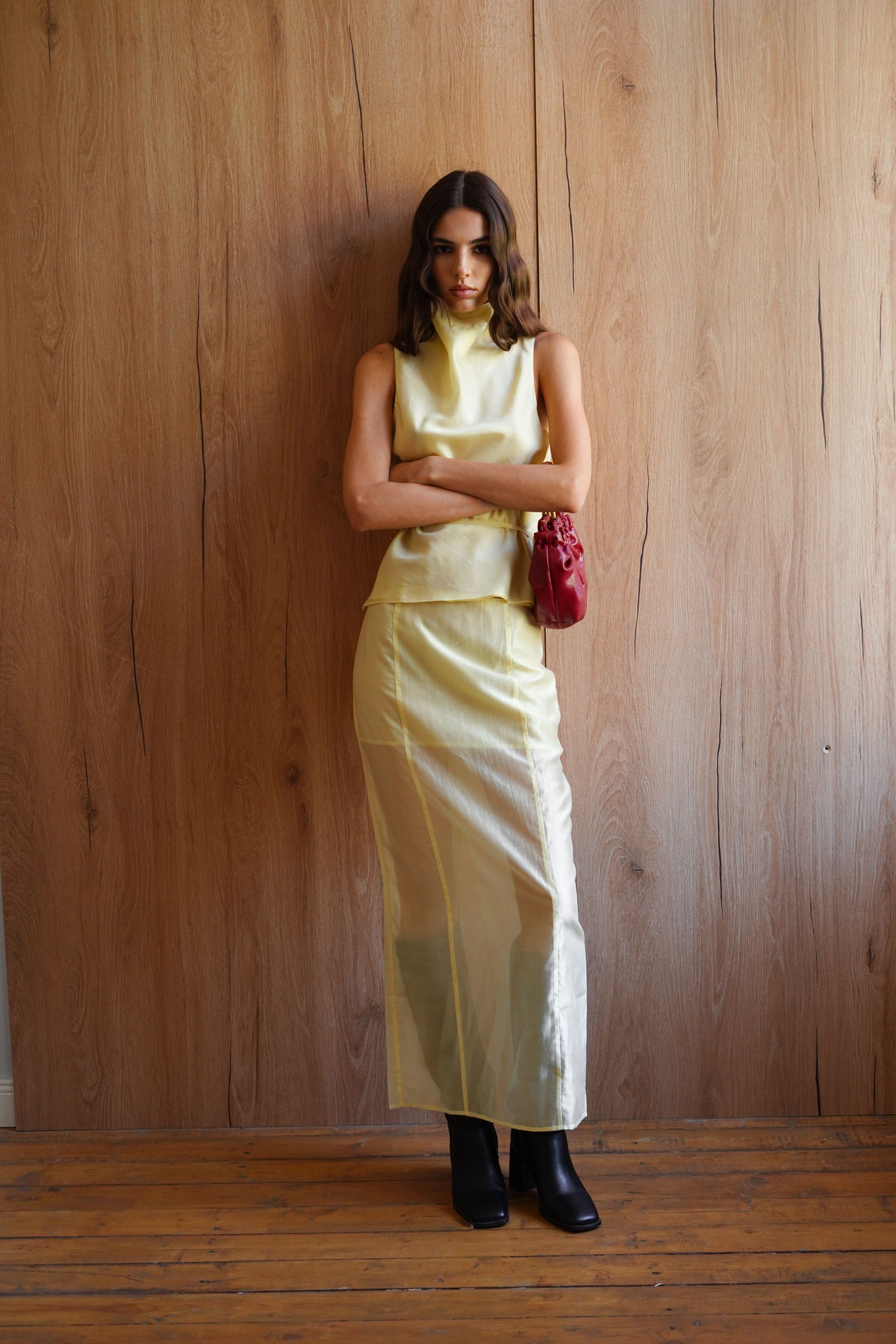 00003317-6 Спідниця максі напівпрозора з тенселу лимонна THE LACE (TLA_00003317) - фото 6