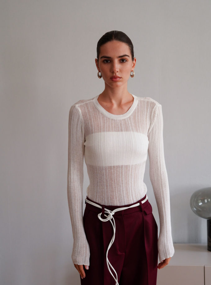 Джемпер напівпрозорий фактурний молочний THE LACE (TLA_00003342)