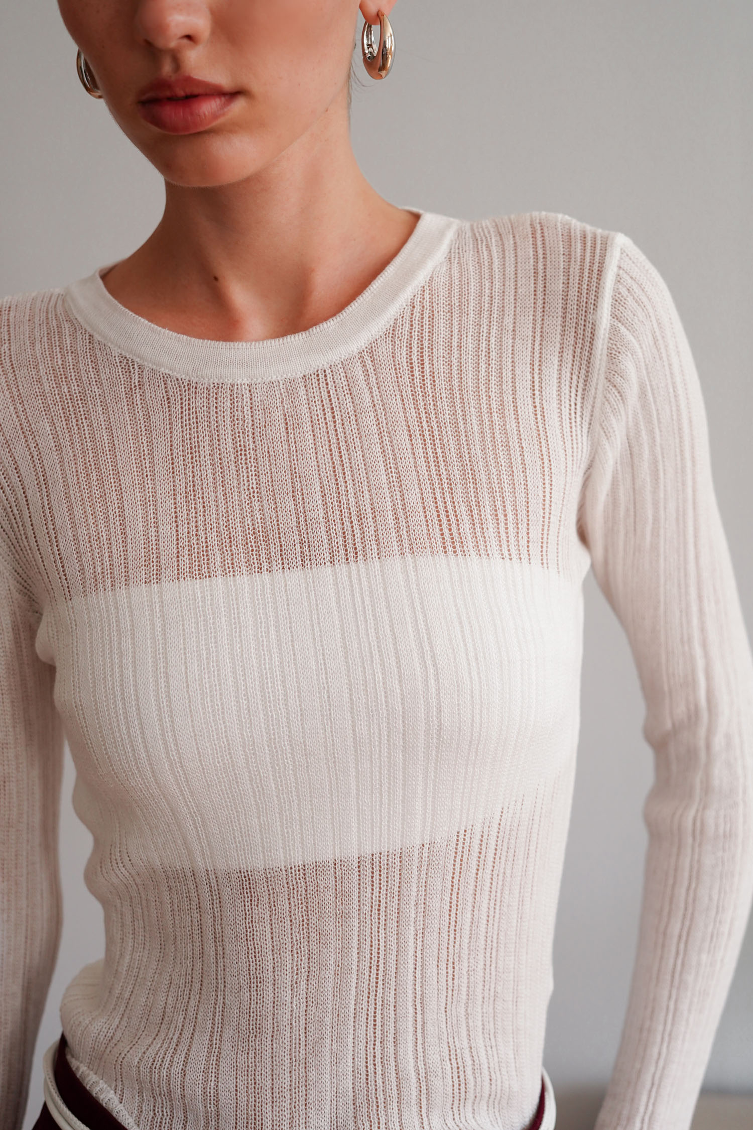 00003342-3 Джемпер напівпрозорий фактурний молочний THE LACE (TLA_00003342) - фото 3