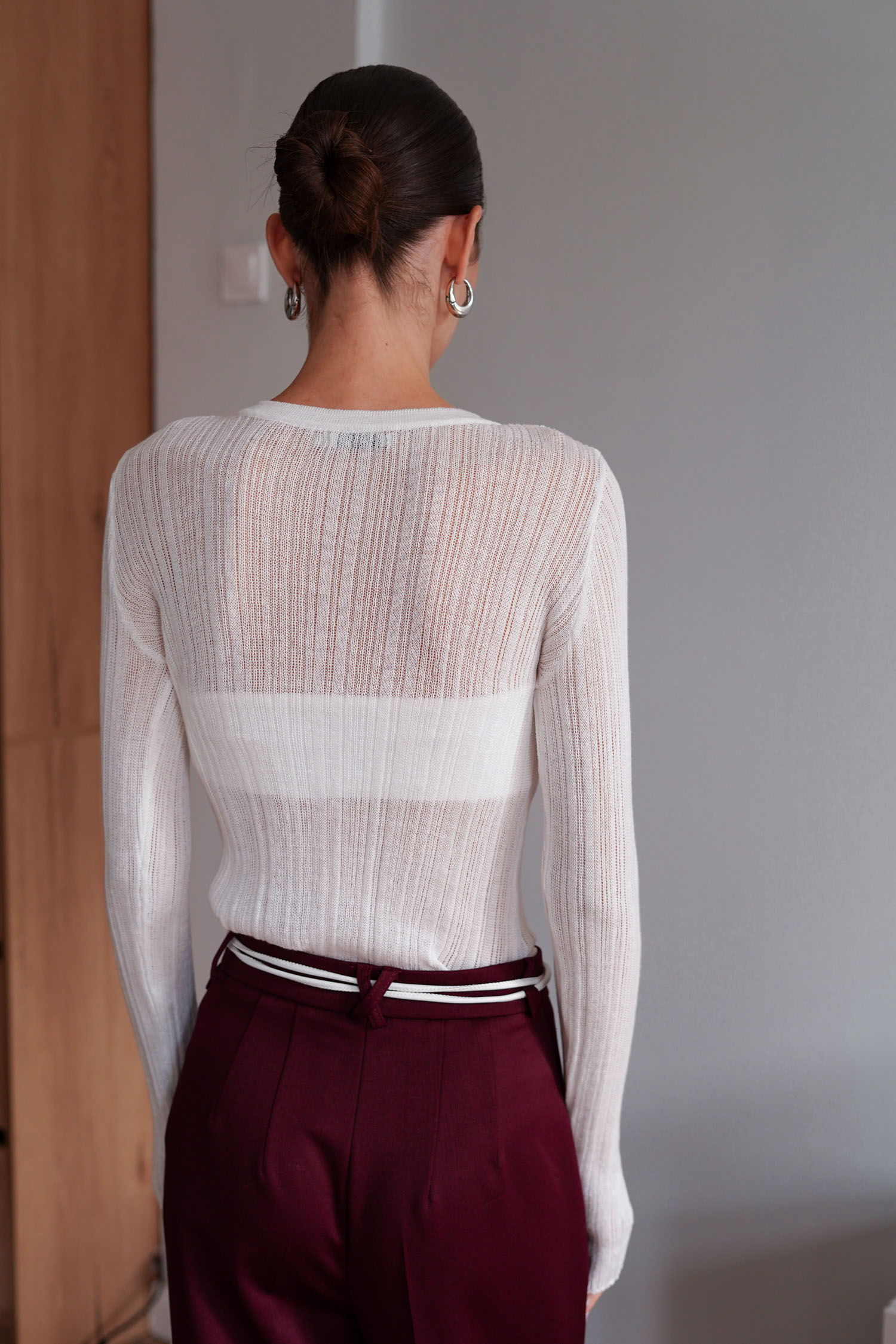 00003342-4 Джемпер напівпрозорий фактурний молочний THE LACE (TLA_00003342) - фото 4