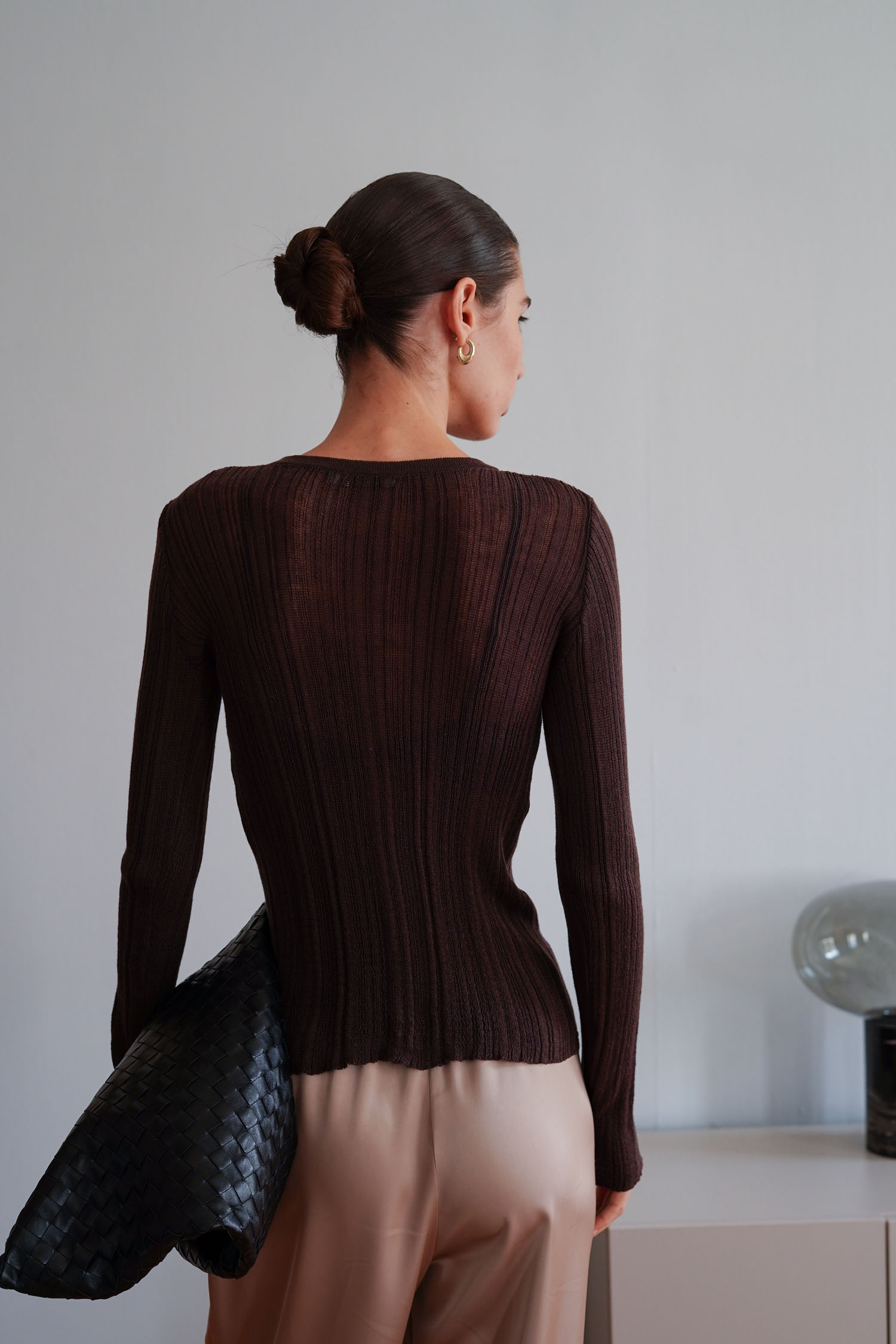 00003343-3 Джемпер напівпрозорий фактурний шоколадний THE LACE (TLA_00003343) - фото 3