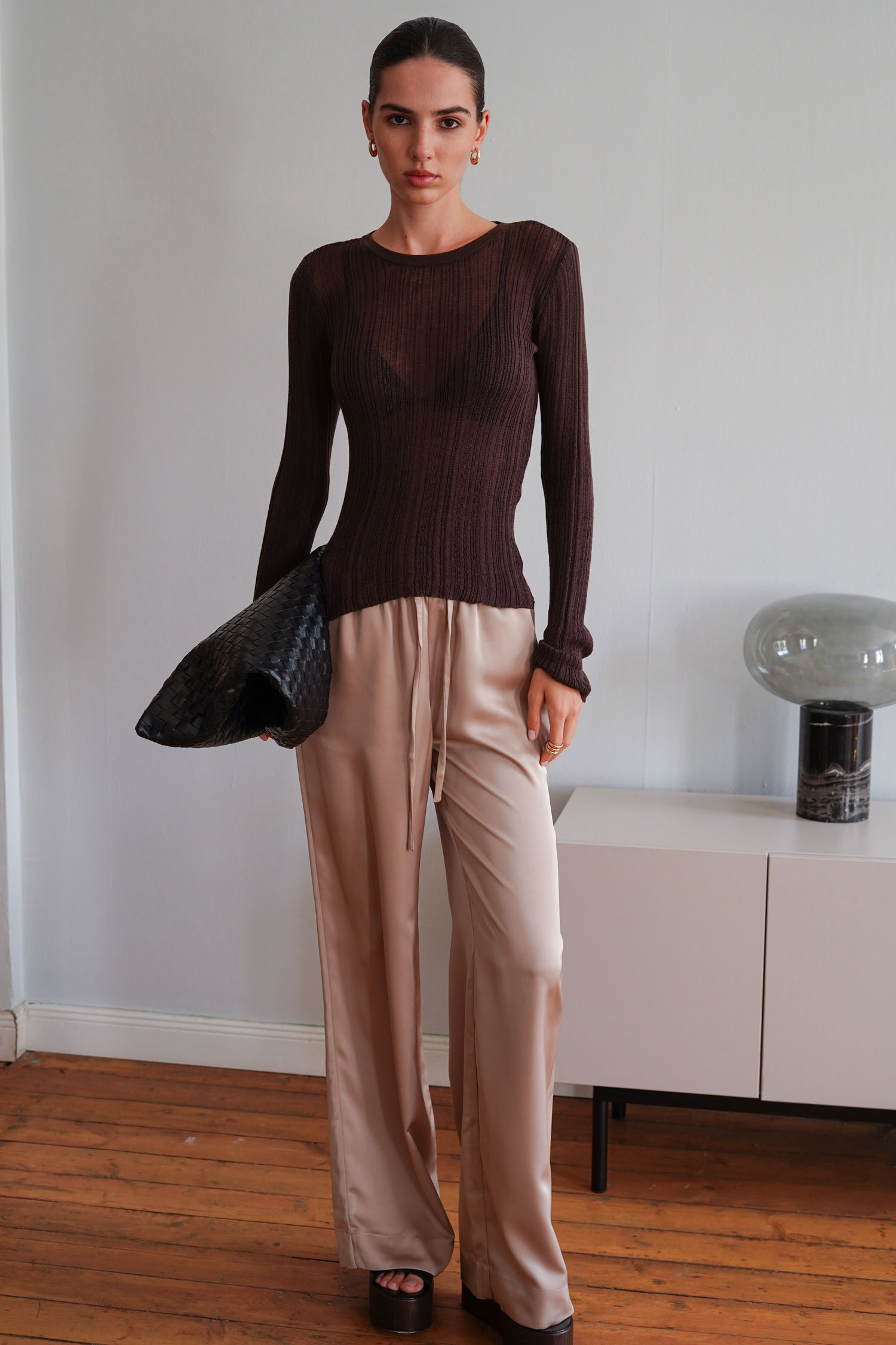 00003343-4 Джемпер напівпрозорий фактурний шоколадний THE LACE (TLA_00003343) - фото 4