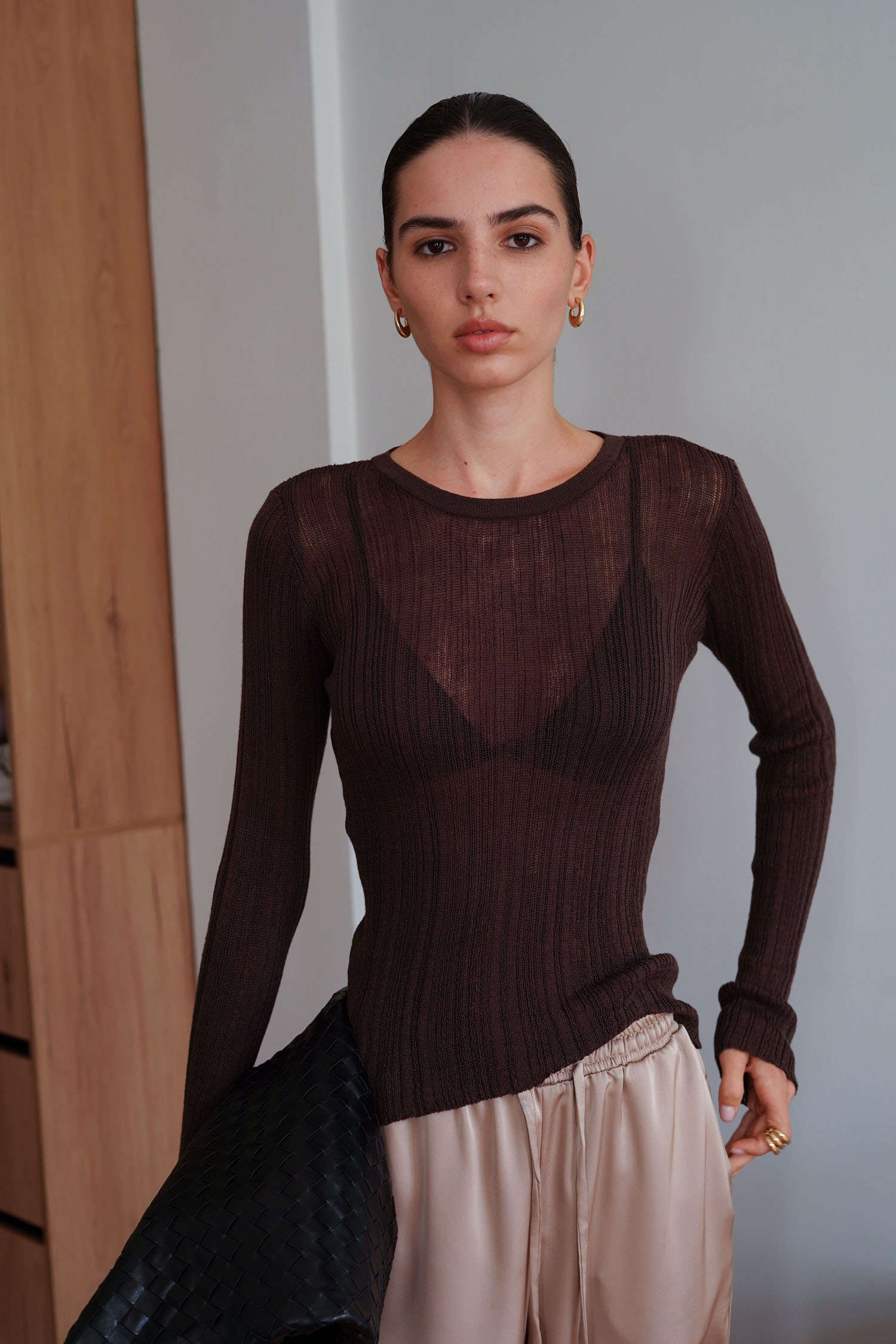 00003343-6 Джемпер напівпрозорий фактурний шоколадний THE LACE (TLA_00003343) - фото 6